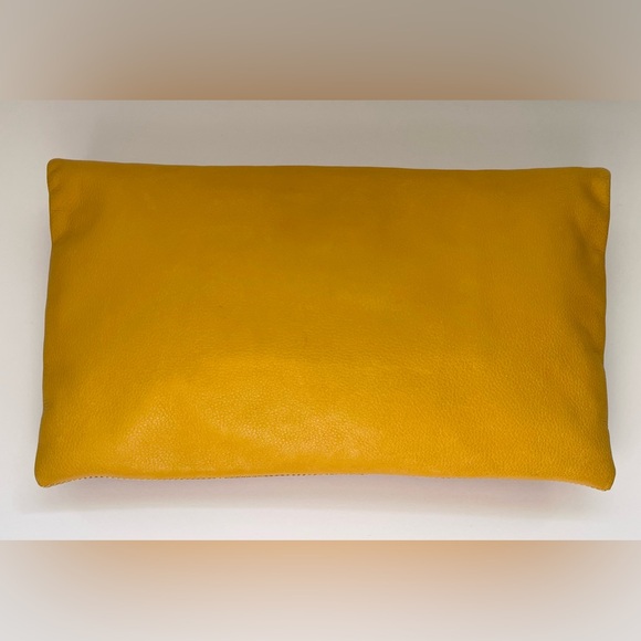 Fendi Lemon Yellow and Brown Vitello Leather Fold Over Clutch Bag (model 8BP062) - Picture 2 of 16